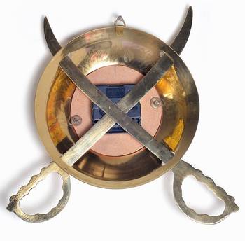 Rajasthani Real Brass Sword Armour Wall Clock 2