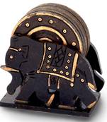 Elephant Design Wooden Tea Coaster Handicraft
