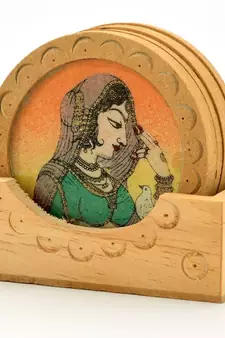 Gemstone Painting Wooden Tea Coasters Gift
