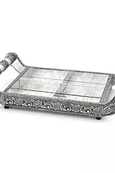 Pure White Metal Dryfruit Tray Handicraft Gift