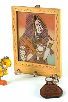 Rajasthani Gemstone Painting Key Holder Gift