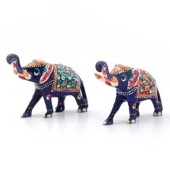 Enamel Work Pure Brass Elephant Pair Gift 2