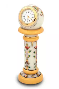 Ethnic Design Marble Table Clock Handicraft