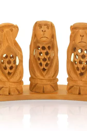 Gandhi Monkey Set Fine Carved Wood Handicraft