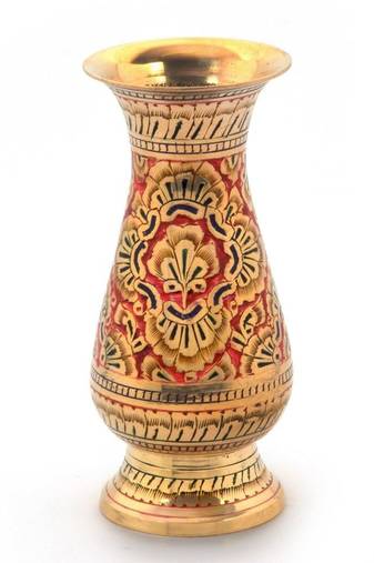Colorful Meenakari Work Flower Vase Pure Metal