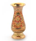 Colorful Meenakari Work Flower Vase Pure Metal