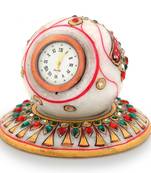 Gold Painted Handmade Round Marble Table Clock