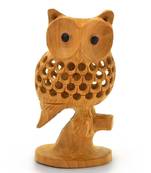 Good Luck Sign Wooden Owl Sitting Tree Branch