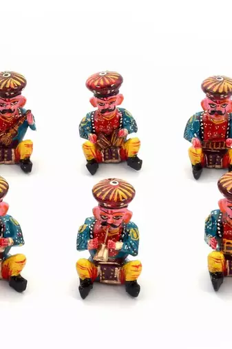 Rajasthani 6 Piece Musician Bawla Set in Wood