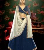 Navy Blue Net lehenga choli with dupatta