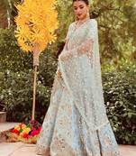 SKY BLUE SILK PARTY WEAR LEHENGA CHOLI