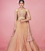 eye-catching Orange crush, hand work, and thread embroidered art silk semi stitched lehenga