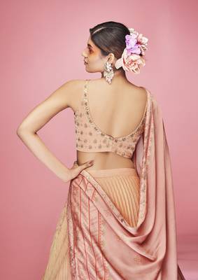 eye-catching Orange crush, hand work, and thread embroidered art silk semi stitched lehenga 3