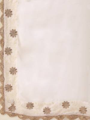 White colour Georgette Thread Embroidery Work Lehenga Choli With Unstitched Blouse And Dupatta 5