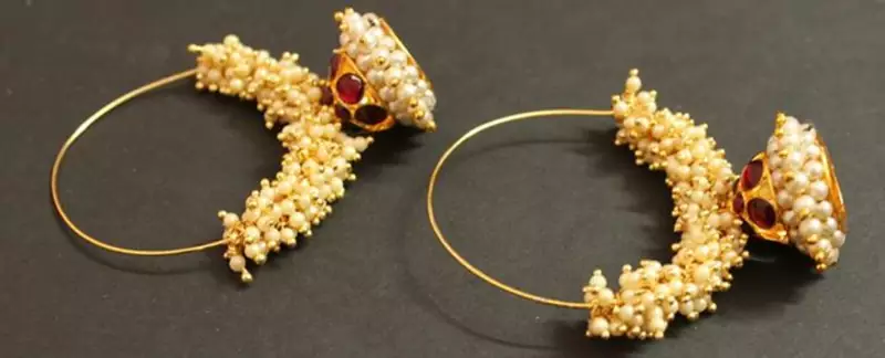 Beautiful Handmade Gold Plated Kemp Hoop Jhumka