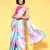 Multicolor Printed Satin Saree With Blouse