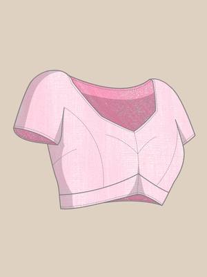 Pink Printed Organza Saree With Blouse 5