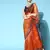 Orange Printed Organza Saree With Blouse