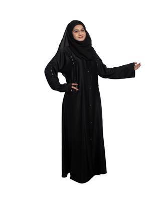 Black plain art silk abaya 1