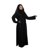 Black plain art silk abaya