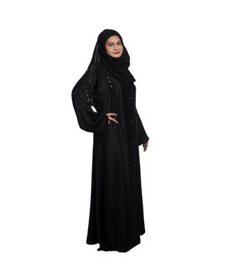 Black plain art silk abaya 3
