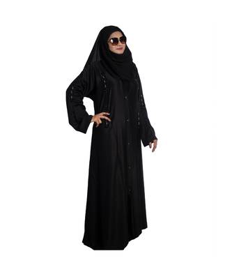 Black plain art silk abaya 4