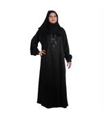 Black embroidered art silk abaya