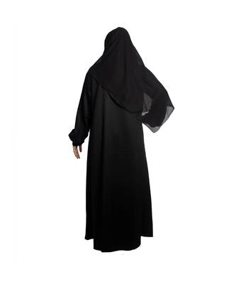 Black embroidered art silk abaya 2