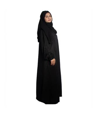 Black embroidered art silk abaya 3