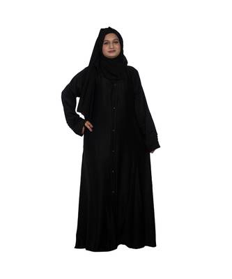 Black plain art silk abaya 1