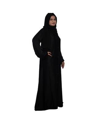 Black plain art silk abaya 3