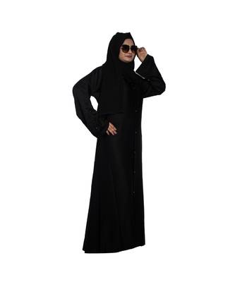 Black plain art silk abaya 4