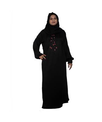 Black embroidered art silk abaya 1