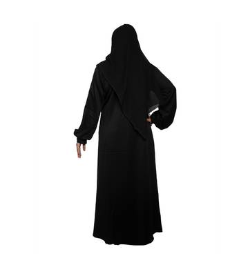 Black embroidered art silk abaya 2