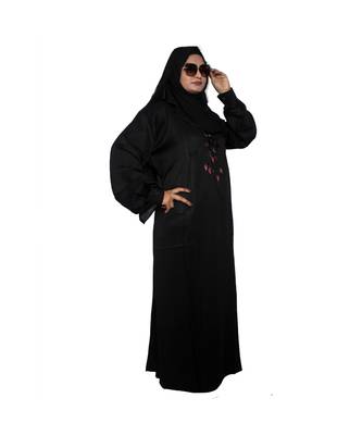 Black embroidered art silk abaya 4