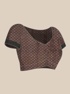 Olive Woven silk blend Saree With Blouse 5