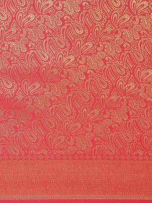 Crimson woven silk saree with blouse 3
