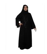 Black embroidered art silk abaya