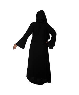Black embroidered art silk abaya 2