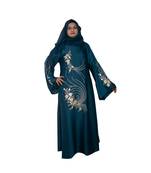 Cyan embroidered art silk abaya