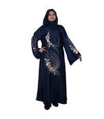 Blue embroidered art silk abaya