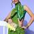 Green printed chiffon saree with blouse