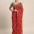 Red printed chiffon saree with blouse