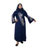 Blue embroidered art silk abaya