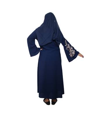 Blue embroidered art silk abaya 2