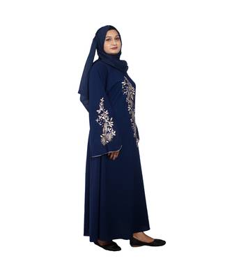 Blue embroidered art silk abaya 3