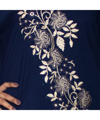Blue embroidered art silk abaya 5