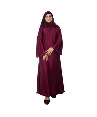 Purple plain art silk abaya 1