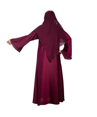 Purple plain art silk abaya 2