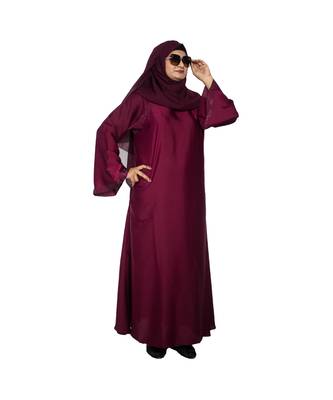 Purple plain art silk abaya 4